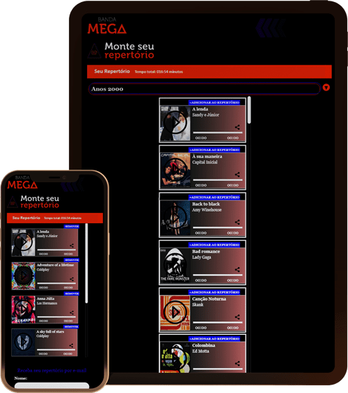 Aplicativo da Banda Mega para você montar seu repertório